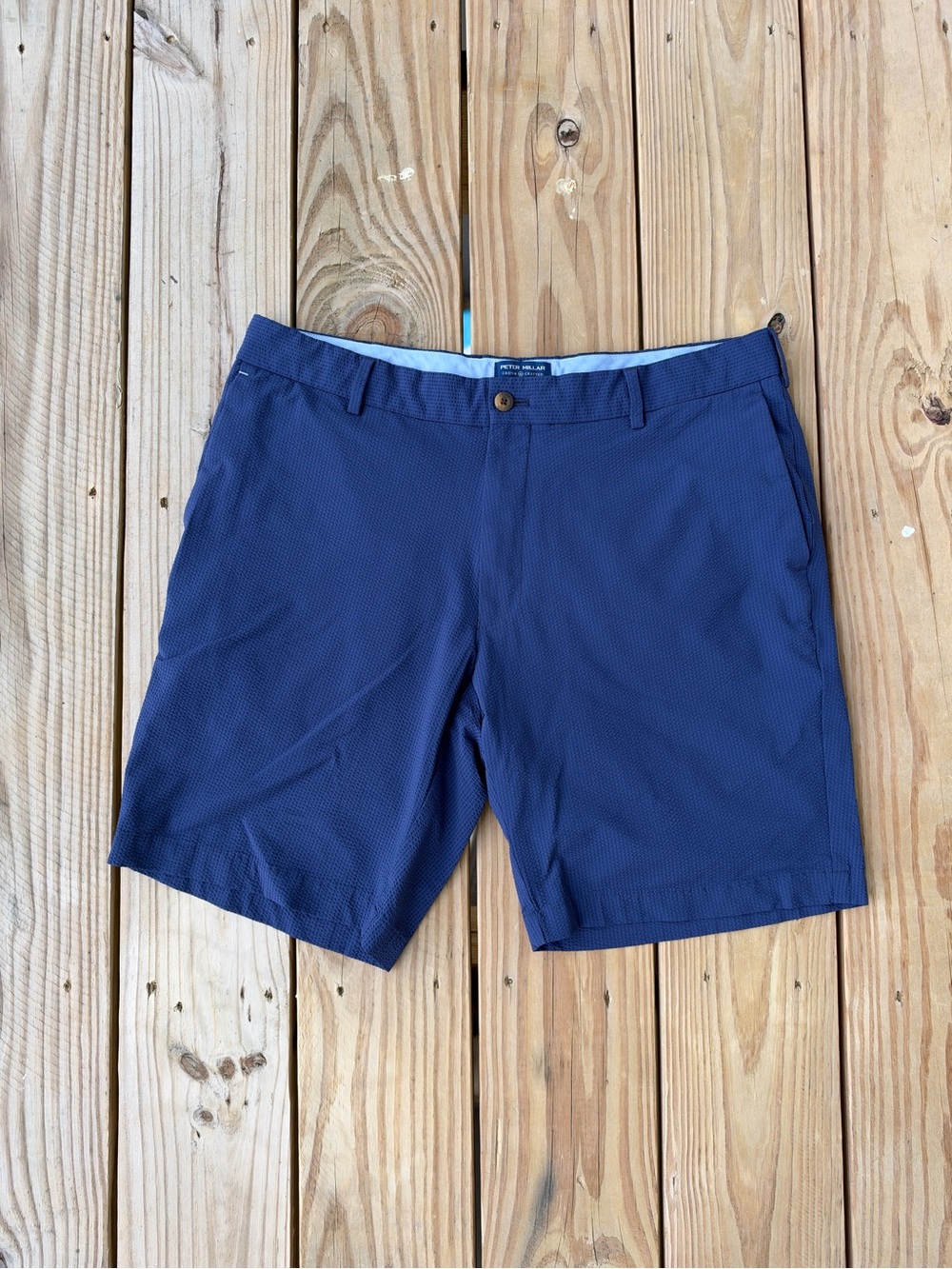 Peter Millar Crown Crafted Matlock Seersucker Shorts Men's 35 Blue Golf